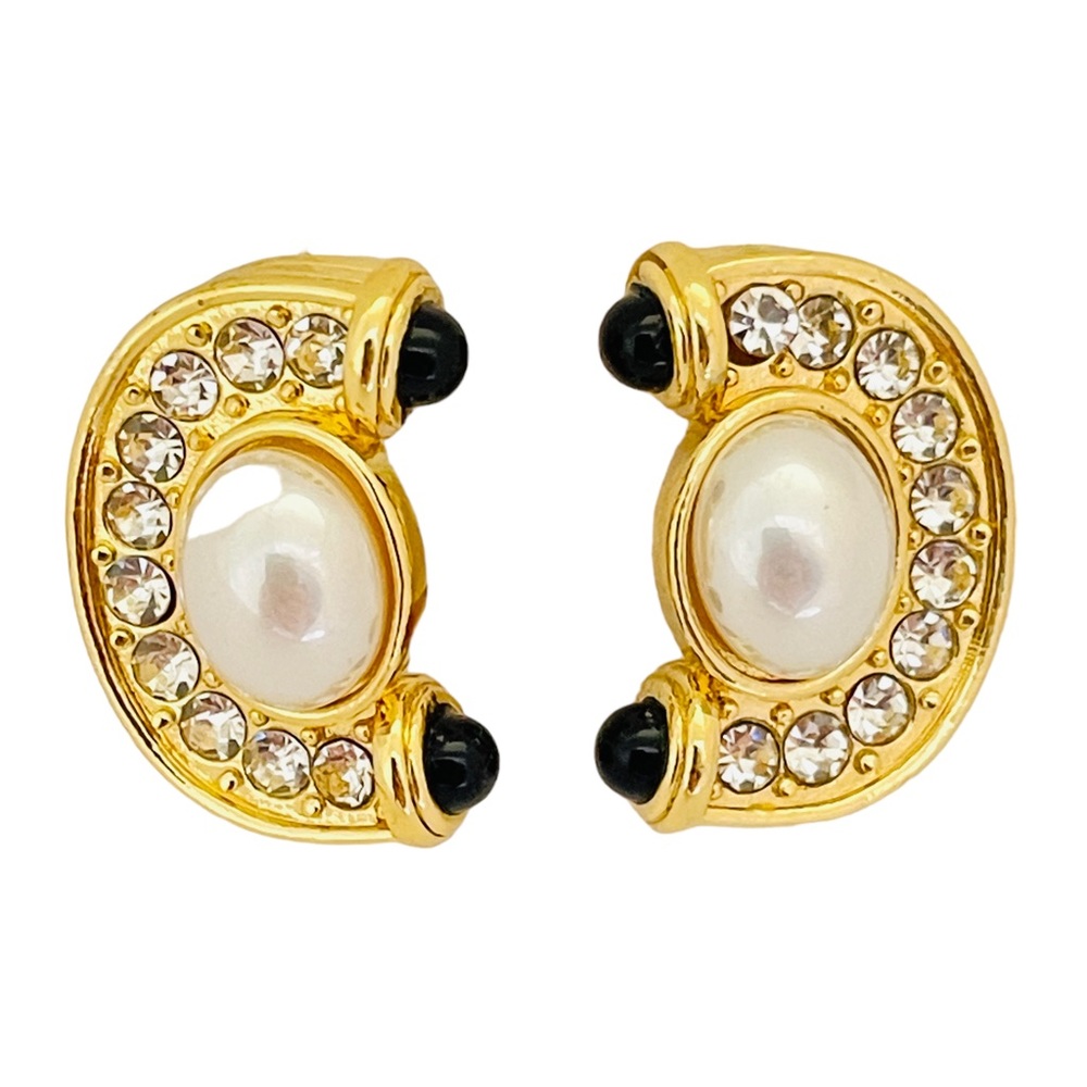 NEW vintage runway style glass gold plated statement earrings